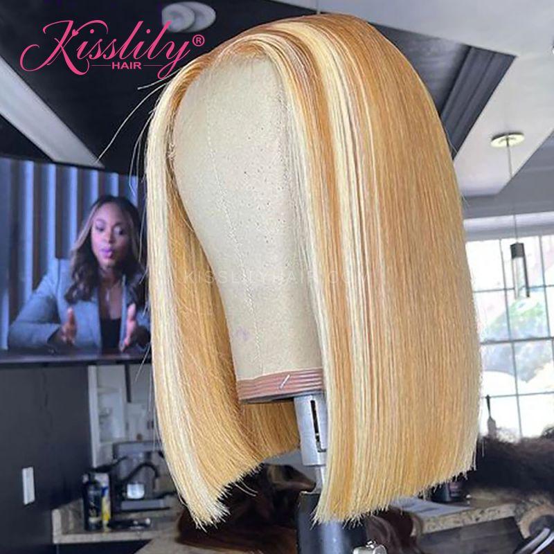 Kisslily Hair Highlight Bob 613 Silky Straight 13X4 Lace Front Wig [CDC59]-Hair Accessories-Kisslilyhair