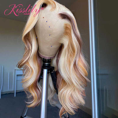Kisslily Hair Highlight Body Wave 13x4 Lace Front Human Hair Wig For Black Women [CDC38]-Hair Accessories-Kisslilyhair