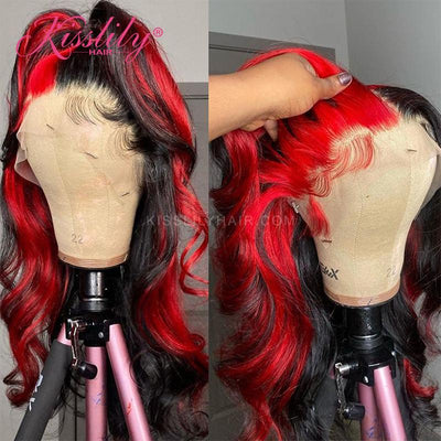 Kisslily Hair Highlight Body Wave 13x4 Lace Front Wig Pre Plucked Bleached Knots Human Hair [CHC04]-Hair Accessories-Kisslilyhair