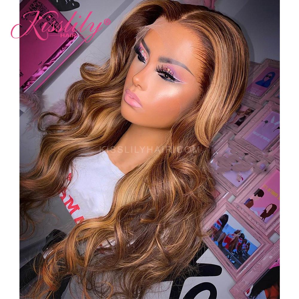 Kisslily Hair Highlight Body Wave 13x4 Lace Front Wigs For Black Women Preplucked Lace Wig [CDC02]-Hair Accessories-Kisslilyhair