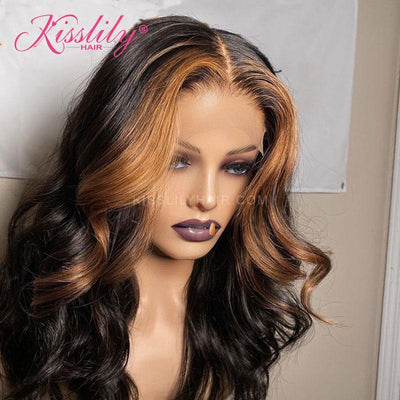 Kisslily Hair Highlight Body Wave 13x4 Lace Frontal Human Hair 1B/30 Brazilian hair [CHC57]-Hair Accessories-Kisslilyhair