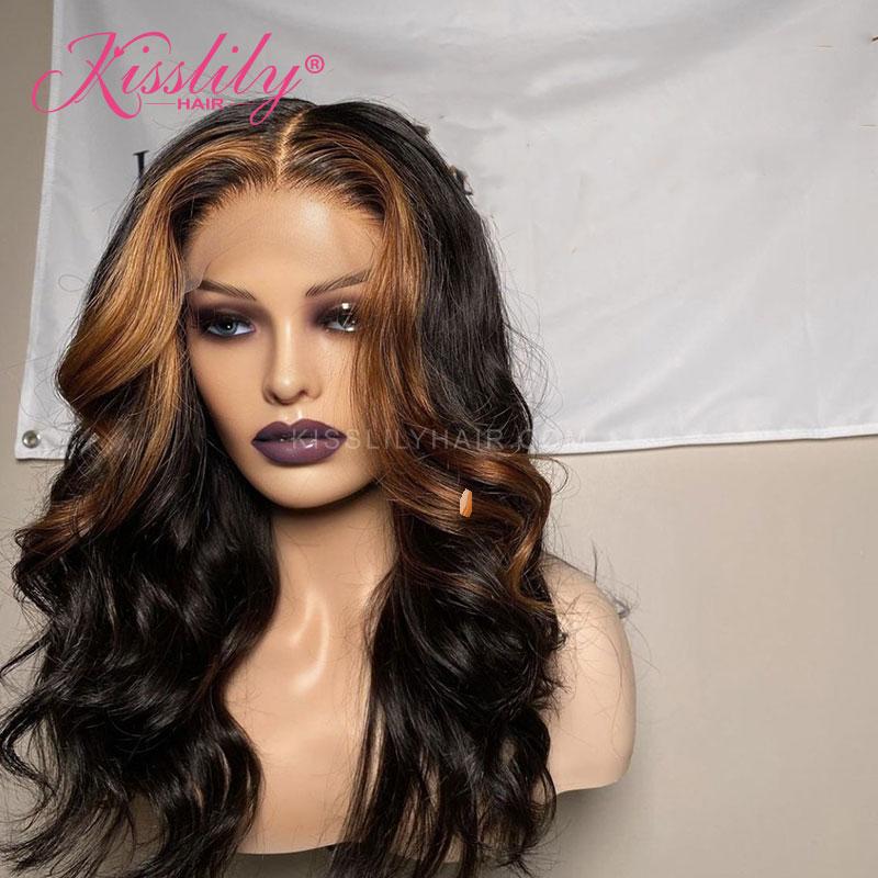 Kisslily Hair Highlight Body Wave 13x4 Lace Frontal Human Hair 1B/30 Brazilian hair [CHC57]-Hair Accessories-Kisslilyhair