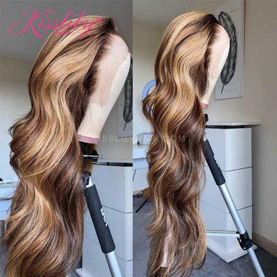 Kisslily Hair Highlight Body Wave 13x4 Lace Frontal Human Hair Pre Plucked [CDC67]-Hair Accessories-Kisslilyhair