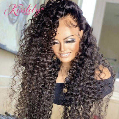 Kisslily Hair *New Melted Hairline HD Lace Wig* Deep Wave 13x4 Lace Frontal Wig Human Hair Pre Plucked [NAW57]-Hair Accessories-Kisslilyhair