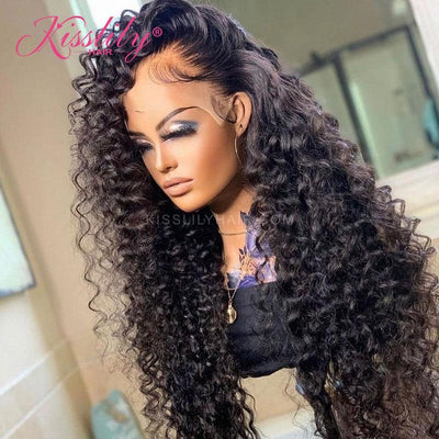 Kisslily Hair *New Melted Hairline HD Lace Wig* Deep Wave 13x4 Lace Frontal Wig Human Hair Pre Plucked [NAW57]-Hair Accessories-Kisslilyhair