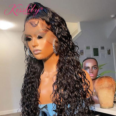 Kisslily Hair *New Melted Hairline HD Lace Wig* Water Wave 13x4 Lace Frontal Wig Human Hair Pre Plucked With Baby Hair [NAW58]-Hair Accessories-Kisslilyhair