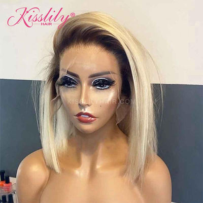 Kisslily Hair Ombre 613 Blonde Straight Bob 13x4 Lace Front Wig [CHC08]-Hair Accessories-Kisslilyhair