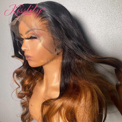 Kisslily Hair Ombre Body Wave 13x4 Lace Frontal Human Hair 1B/30 Pre Plucked [CHC56]-Hair Accessories-Kisslilyhair