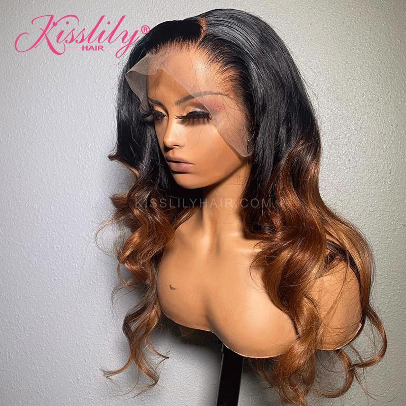 Kisslily Hair Ombre Body Wave 13x4 Lace Frontal Human Hair 1B/30 Pre Plucked [CHC56]-Hair Accessories-Kisslilyhair