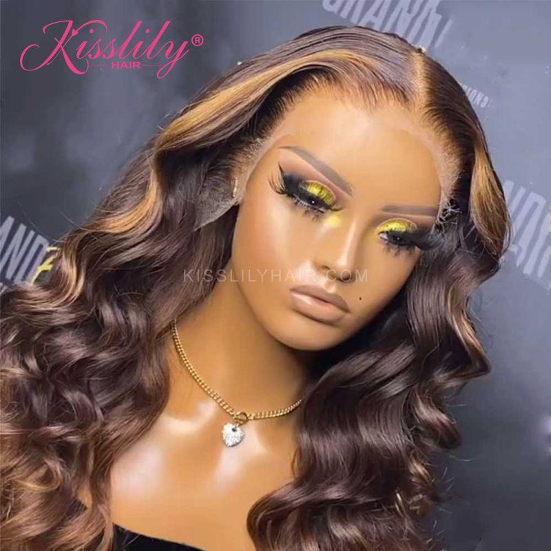 Kisslily Hair Ombre Honey Blonde Loose Deep Wave 13x4 Lace Frontal Human Hair For Black Women [CHC65]-Hair Accessories-Kisslilyhair