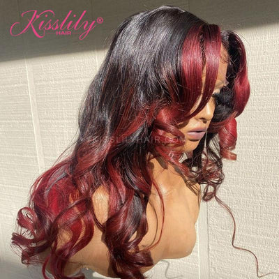 Kisslily Hair Ombre Human Hair Wigs For Women Body Wave 13x4 Lace Frontal Wig Baby Hair [CHC54]-Hair Accessories-Kisslilyhair