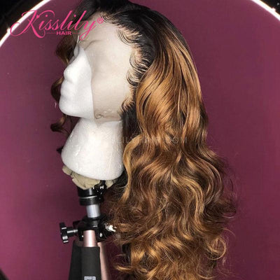 Kisslily Hair Ombre Loose Deep Wave Wigs 13x4 Lace Frontal Human Hair Honey Blonde [CHC48]-Hair Accessories-Kisslilyhair