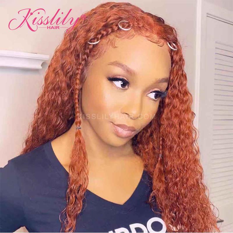 Kisslily Hair Orange Color 13x4 Lace Front Pre Plucked Bleached Knots Human Hair For Black Women [CHC09]-Hair Accessories-Kisslilyhair