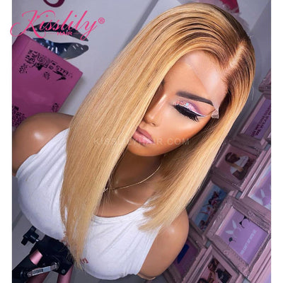 Kisslily Hair Short Bob Wig Ombre 13x4 Lace Front Wig Straight Colored Human Hair Wigs For Women [CHC19]-Hair Accessories-Kisslilyhair