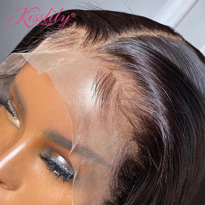 Kisslily Hair Straight Bob Lace Front Wigs 13x4 Natural Black Human Hair Bob Wigs 180 Denisty Pre Plucked Remy [BOB06]