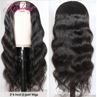 Kisslily Hair U Part Wig Body Wave Hair Wigs Brazilian Human Hair Wigs For Black Women Glueless Middle U Shape Wig 180% Density [NAW39]-Hair Accessories-Kisslilyhair