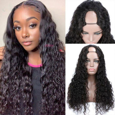 Kisslily Hair U Part Wig Curly Hair Wigs Human Hair Natural Black Brazilian Hair [NAW43]-Hair Accessories-Kisslilyhair