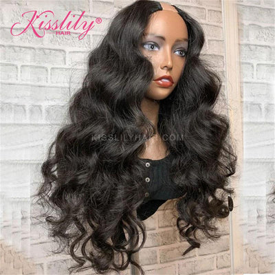 Kisslily Hair U Part Wig Wavy Wigs 100% Human Hair Brazilian Hair Glueless For Women [NAW48]-Hair Accessories-Kisslilyhair