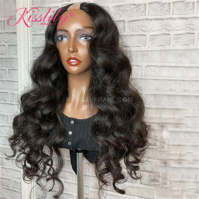 Kisslily Hair U Part Wig Wavy Wigs 100% Human Hair Brazilian Hair Glueless For Women [NAW48]-Hair Accessories-Kisslilyhair