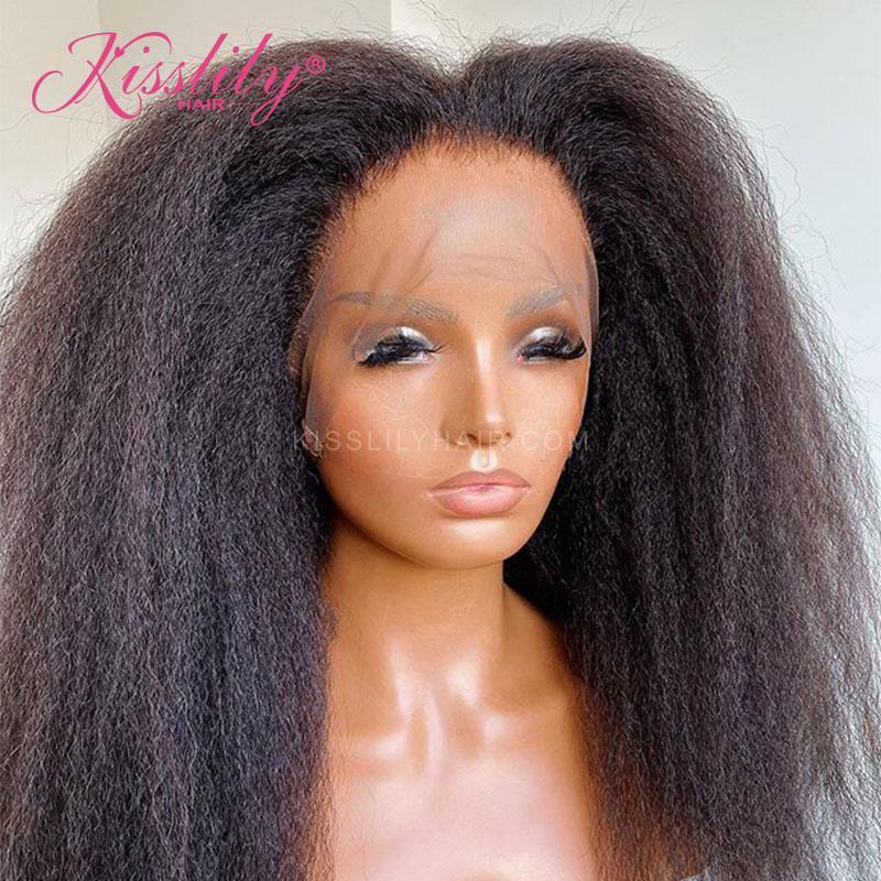 kisslily Hair *New Melted Hairline HD Lace Wig* Yaki Straight 13x4 Lace Front Wig Human Hair Pre Plucked [NAW55]-Hair Accessories-Kisslilyhair