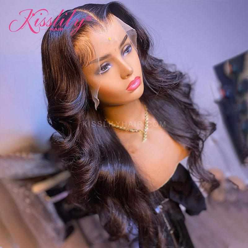 Kisslily Hair 13x6 Lace Frontal Wigs Body Wave Human Hair Wigs For Black Women Brazilian Hair Natural [NAW18]-Hair Accessories-Kisslilyhair